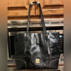 Dooney & Bourke Black Embossed Leather Large Tote Bag